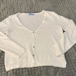 Draper James Cream/white Textured Cardigan